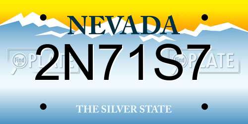 2N71S7 Nevada License Plate