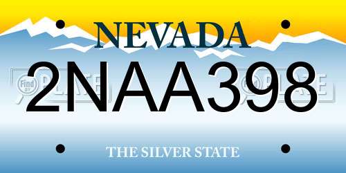 2NAA398 Nevada License Plate
