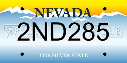 2ND285 Nevada License Plate
