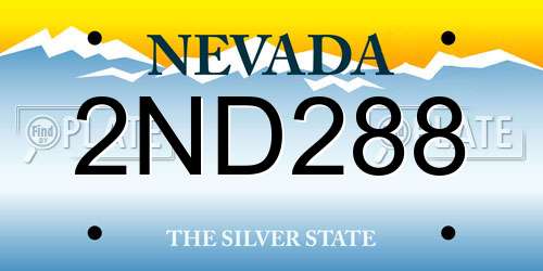 2ND288 Nevada License Plate