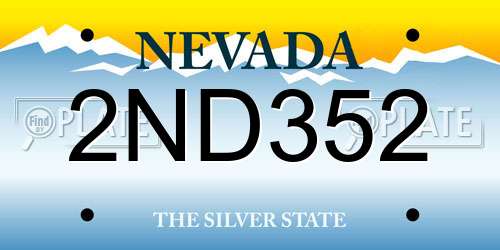 2ND352 Nevada License Plate