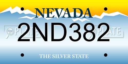 2ND382 Nevada License Plate