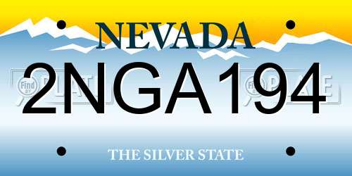 2NGA194 Nevada License Plate