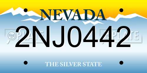 2NJ0442 Nevada License Plate