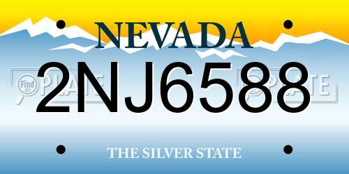 2NJ6588 Nevada License Plate
