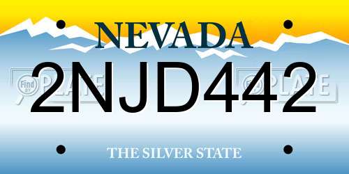 2NJD442 Nevada License Plate