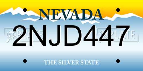 2NJD447 Nevada License Plate