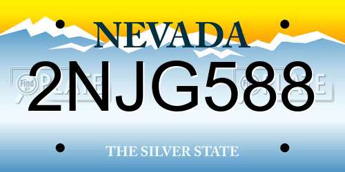 2NJG588 Nevada License Plate