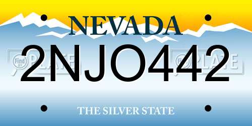2NJO442 Nevada License Plate