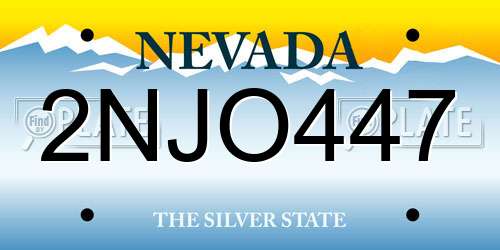 2NJO447 Nevada License Plate