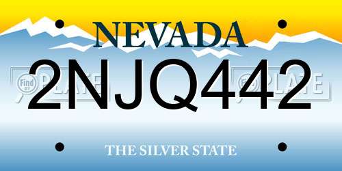 2NJQ442 Nevada License Plate