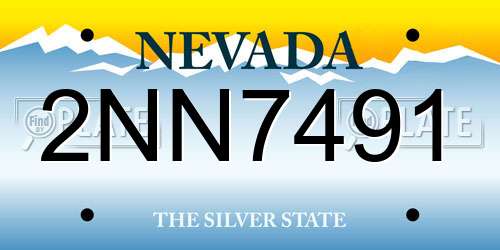 2NN7491 Nevada License Plate