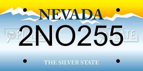2NO255 Nevada License Plate