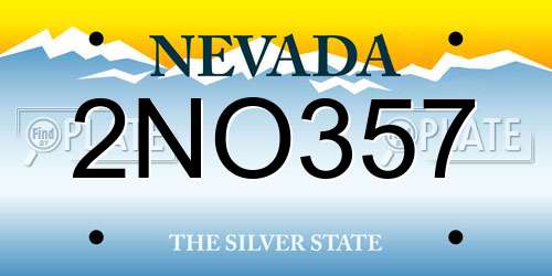 2NO357 Nevada License Plate