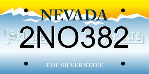 2NO382 Nevada License Plate
