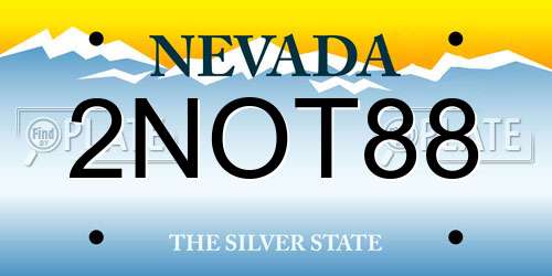 2NOT88 Nevada License Plate