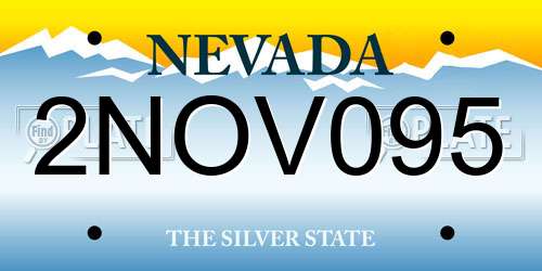 2NOV095 Nevada License Plate