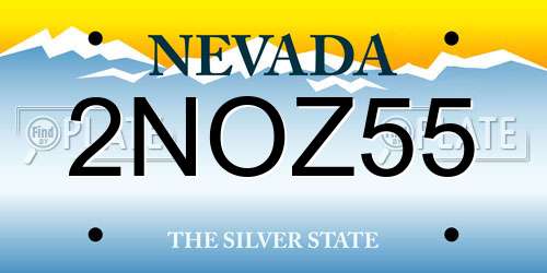 2NOZ55 Nevada License Plate