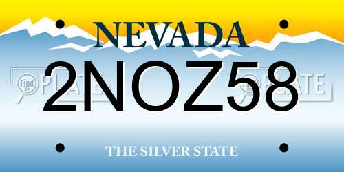 2NOZ58 Nevada License Plate