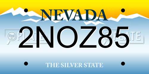 2NOZ85 Nevada License Plate