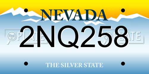 2NQ258 Nevada License Plate