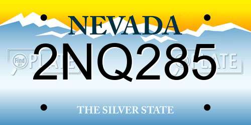 2NQ285 Nevada License Plate