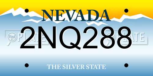 2NQ288 Nevada License Plate