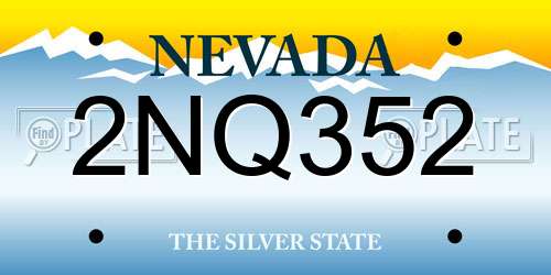 2NQ352 Nevada License Plate