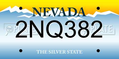 2NQ382 Nevada License Plate