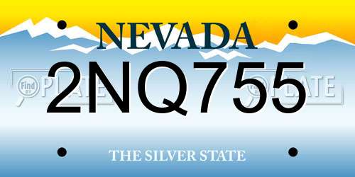 2NQ755 Nevada License Plate