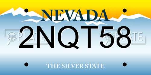 2NQT58 Nevada License Plate