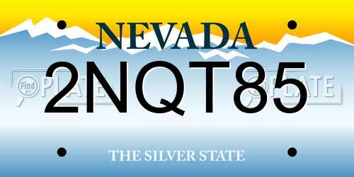 2NQT85 Nevada License Plate
