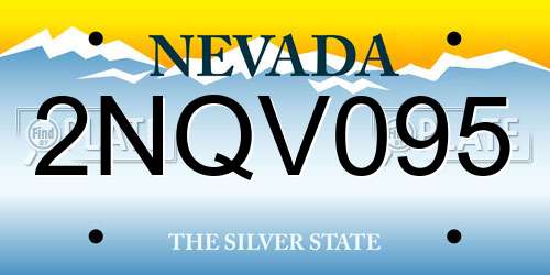 2NQV095 Nevada License Plate