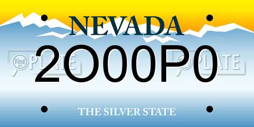 2O00P0 Nevada License Plate