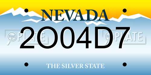 2O04D7 Nevada License Plate