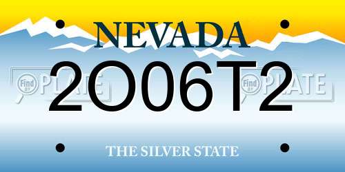 2O06T2 Nevada License Plate