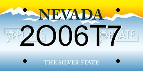 2O06T7 Nevada License Plate