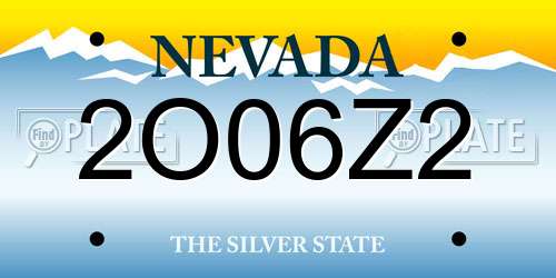 2O06Z2 Nevada License Plate