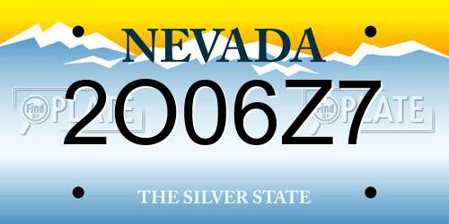 2O06Z7 Nevada License Plate