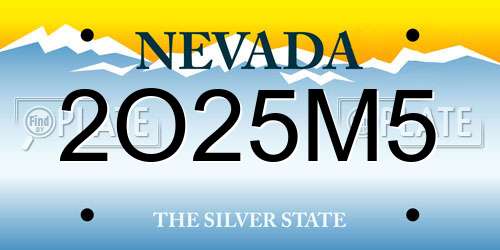 2O25M5 Nevada License Plate