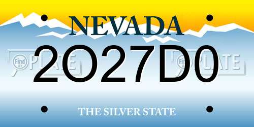 2O27D0 Nevada License Plate