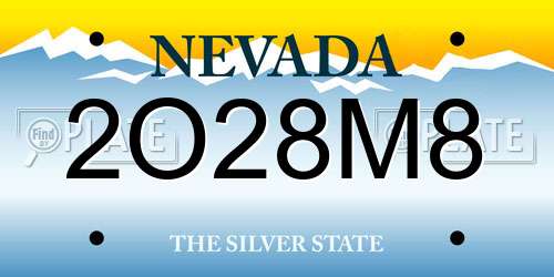 2O28M8 Nevada License Plate