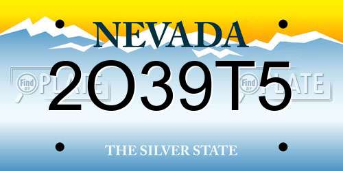 2O39T5 Nevada License Plate