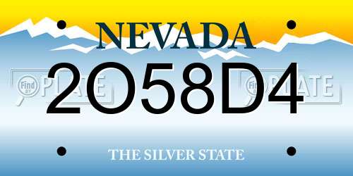 2O58D4 Nevada License Plate