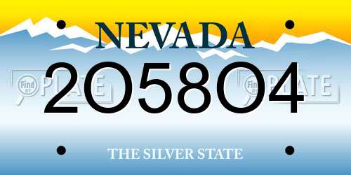 2O58O4 Nevada License Plate