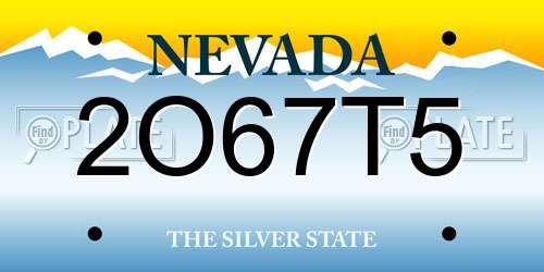 2O67T5 Nevada License Plate