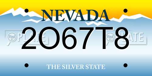 2O67T8 Nevada License Plate