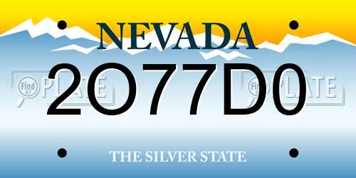 2O77D0 Nevada License Plate