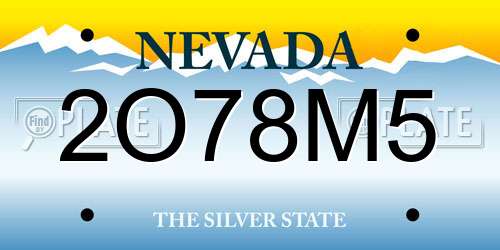 2O78M5 Nevada License Plate