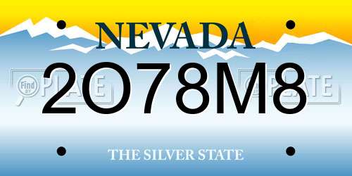 2O78M8 Nevada License Plate